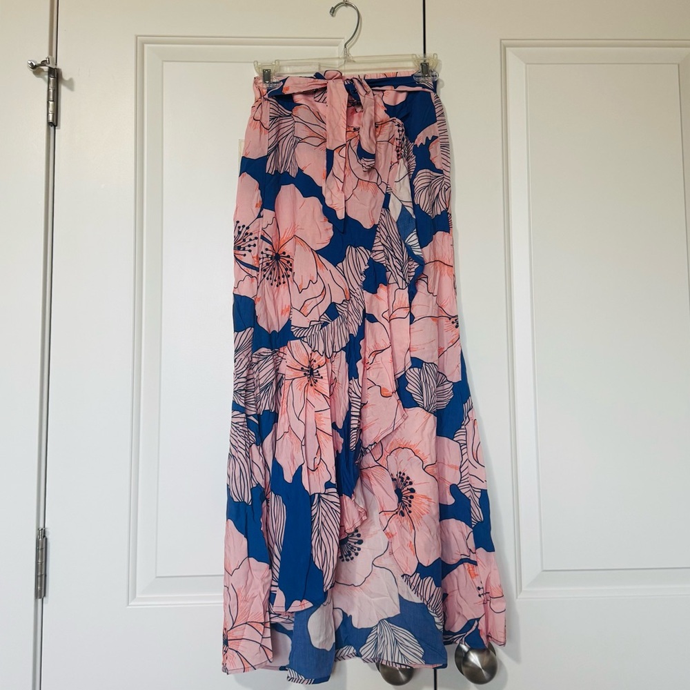 Maaji Floral Wrap Midi Skirt - Blue & Pink size small
